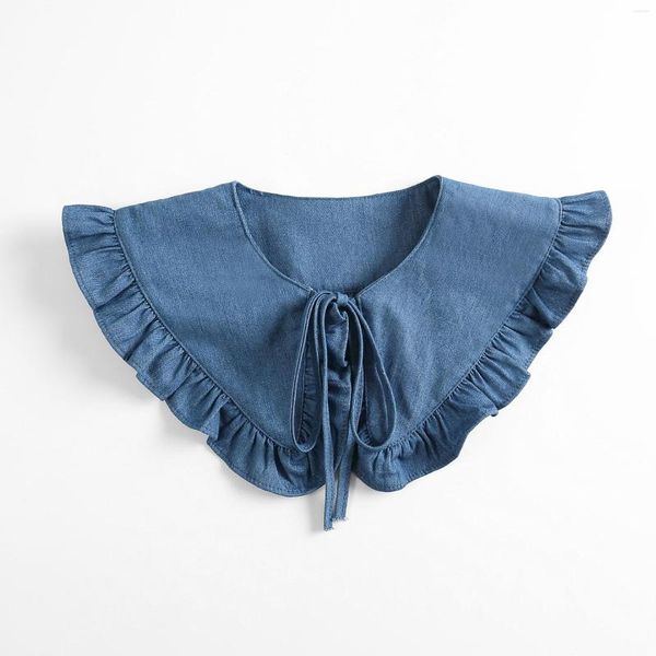 Fliegen Linbaiway Mode Denim Abnehmbarer Kragen Für Frauen Pullover Top Gefälschte Schal Schulter Wrap Weibliches Hemd Revers Falsche