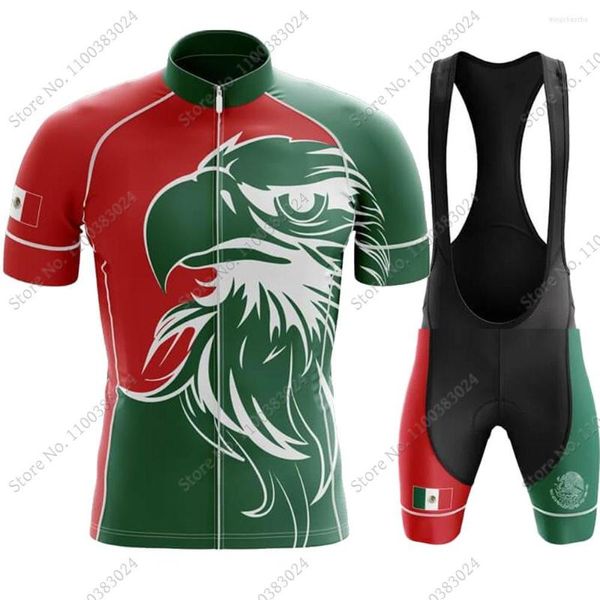 Set da corsa 2022 Maglia da ciclismo con bandiera del Messico Set Abbigliamento estivo da uomo Camicia da bici da strada Tuta da bicicletta Pantaloncini con bretelle MTB Ropa Maillot