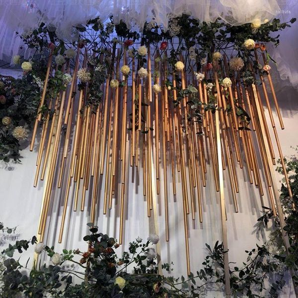 Decoração de festa criativa pvc alumínio plástico tubo arco de casamento fundo, tornando gigante carrebo de centro de estágio de pólo de flor artificial