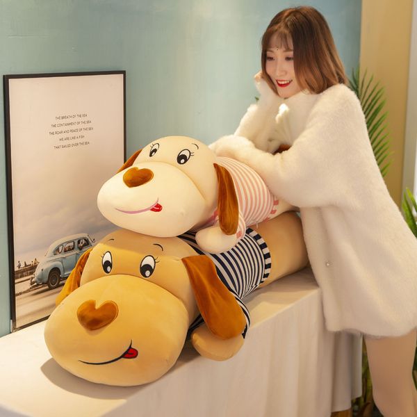 Плюшевые куклы 50-130 см мягкой пары тела полосатая большая собачья кукла фаршированная животное домашнее украшение диван диван детская девочка праздничная подарка игрушки 221014