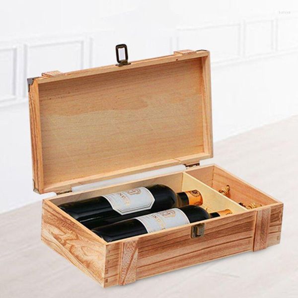Confezione regalo in legno vintage per 2 bottiglie di vino rosso