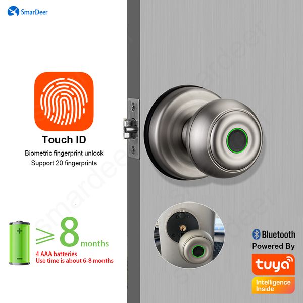 Smart Lock Smardeer Fingerprint Lock para tuya bluetooth smart bloqueio sem chave de entrada biométrica de impressão digital tipo C e chave mecânica desbloquear 221101