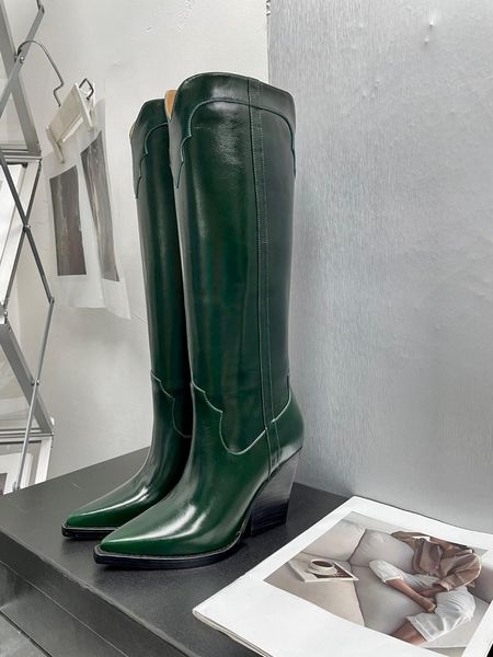 До колен British Vintage Knight Boots 2022 Новая мода универсальная тонкая каблука высокая длинная