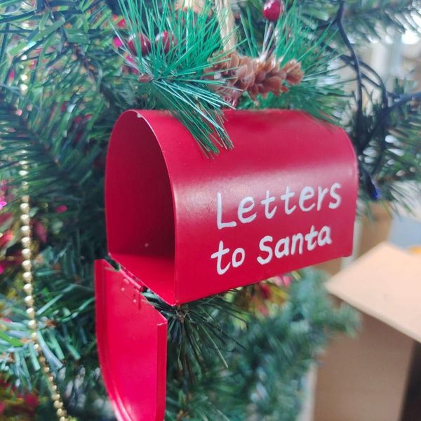 Weihnachtsdekorationen, kreative Metall-Eisen-rote Mailbox, hängende Verzierung, Baum-Anhänger, Briefe an den Weihnachtsmann, Heimdekoration