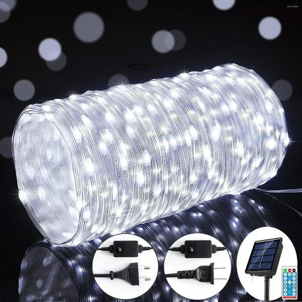 Strings feston LED Light Year 24V Decoração de Natal Fairy String Lights 50m Plug de decoração interna de energia solar alimentada por solar