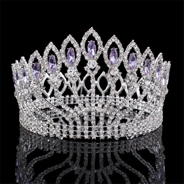 Lussuoso cristallo scintillante barocco regina re matrimonio diadema corona spettacolo prom diadema copricapo accessori per capelli da sposa gioielli CJ191226