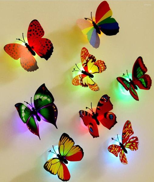 Tiras 10 PCs adesivos de parede decoração adoráveis ​​luzes led de borboleta para casa viva o quarto quarto decoração de festa