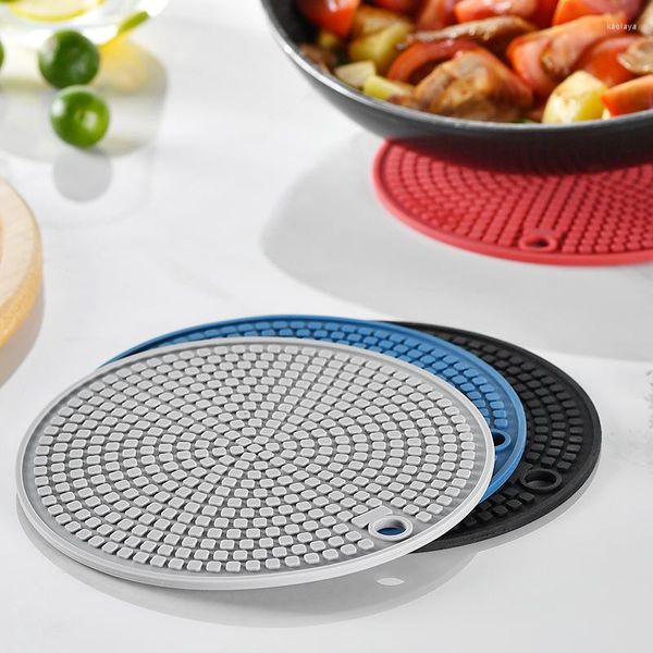 Tapetes de mesa redonda resistente ao calor de silicone, copos de xícara de xícara de copos não deslizante Placemat Acessórios de cozinha por atacado