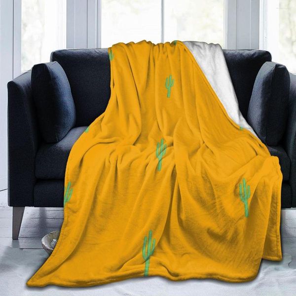 Cobertores Blanket Cactus amarelo Cacto macio fino lã Tampa de colcha para sofá de cama Decoração de decoração de casa