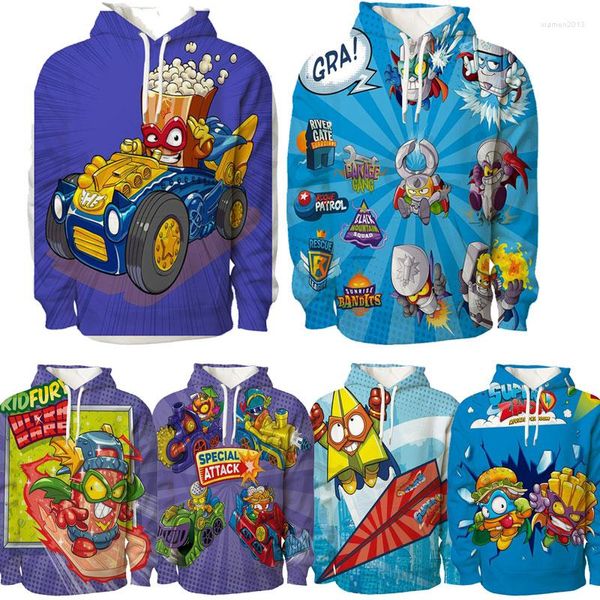 Felpe con cappuccio da uomo Bambini Super Zings Felpa con cappuccio 3D Ragazzi Ragazze Cartoon Stampato Pullover Bambini Superzings Felpa Anime Harajuku Top X'mas