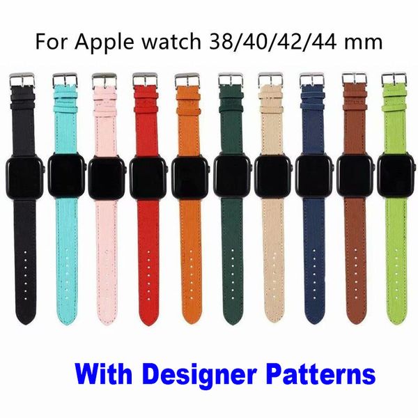 Moda L Kahverengi Çiçek Tasarımcısı Lüks Elma 42mm 38mm 40mm 41mm 44mm 45mm iWatch 3 4 5 6 7 SE8 Saat Banka Deri Bilezik Stripes Saat Bant Bantları