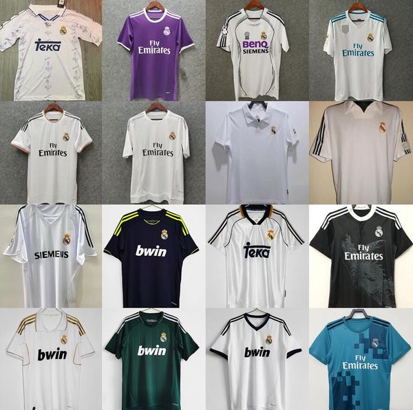 Real Madrids Retro Soccer Jersey Football Guti Ramos Seedorf Carlos Ronaldo 18 17 16 15 14 13 12 11 Zidane Beckham Raul Vintage 99 00 06 05 03 02 01 Figo