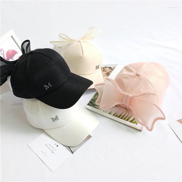 Berretti da baseball Big Bowknot Berretto da baseball per ragazza M Mark Pink Hat Donna Summer Adult Bow Snapback Hip Hop con visiera dritta