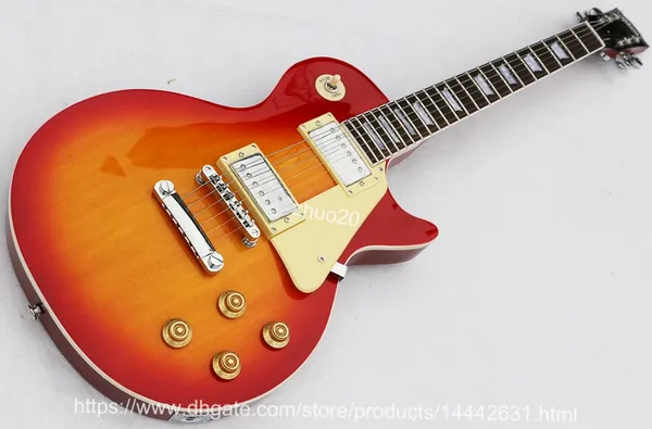 2022 Custom Cherry Red Standard Lesp E-Gitarre mit massivem Mahagonikorpus