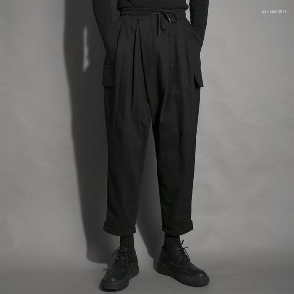 Pantaloni da uomo Pantaloni con piega asimmetrica di marca Dark Trend Pantaloni da uomo affusolati larghi regolabili