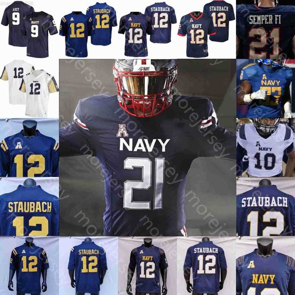Custom 2023 Mly Navy Madshipmen Football Jersey NCAA Джейкоб Спрингер Роджер Стаубах Кинан Рейнольдс Перри Нельсон Смит