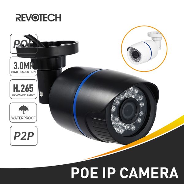 Telecamere IP H.265 POE 65 Telecamera bullet impermeabile da 3 MP 24 pezzi LED IR 1296P1080P Sicurezza esterna Notte CCTV Sistema di videosorveglianza 221018