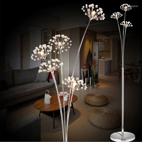 Stehlampen Moderne Kunst Löwenzahn LED Kreative Silber Schlafzimmer Kristall Standlampe Wohnzimmer Studie Hochzeit Kleid Shop Dekoration