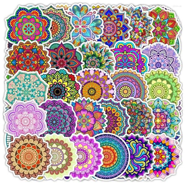 Confezione regalo 50 pezzi adesivi mandala estetici per notebook portatili cancelleria per telefoni adesivi vintage fai-da-te forniture artigianali materiale per scrapbooking