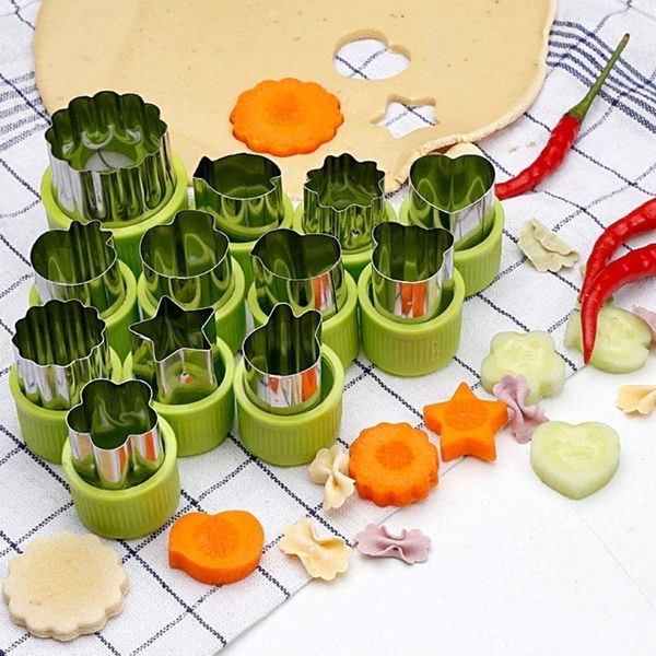 Obst Gemüse Werkzeuge 12PCS Ausstecher Edelstahl Keks Formen Sets Form Muster für Kind Backen Kochen Küche Werkzeug 221022