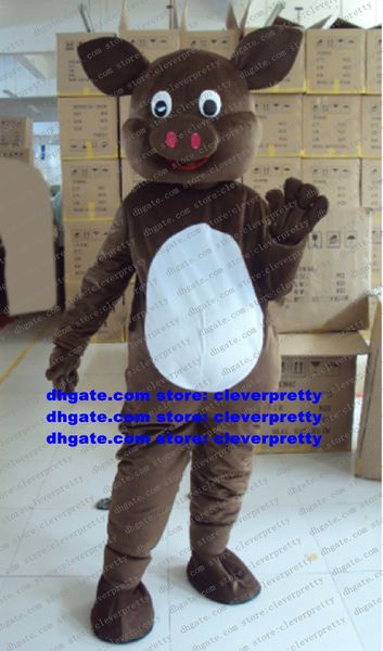 Braunes Schwein-Maskottchen-Kostüm für Erwachsene, Cartoon-Figur, Outfit, Anzug, Marketplstar, Marketplgenius, für ein Geschäft zx2905