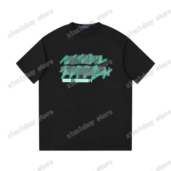 xinxinbuy Maglietta da uomo firmata Paris Graffiti lettera musica stampa manica lunga cotone donna verde nero blu bianco S-2XL