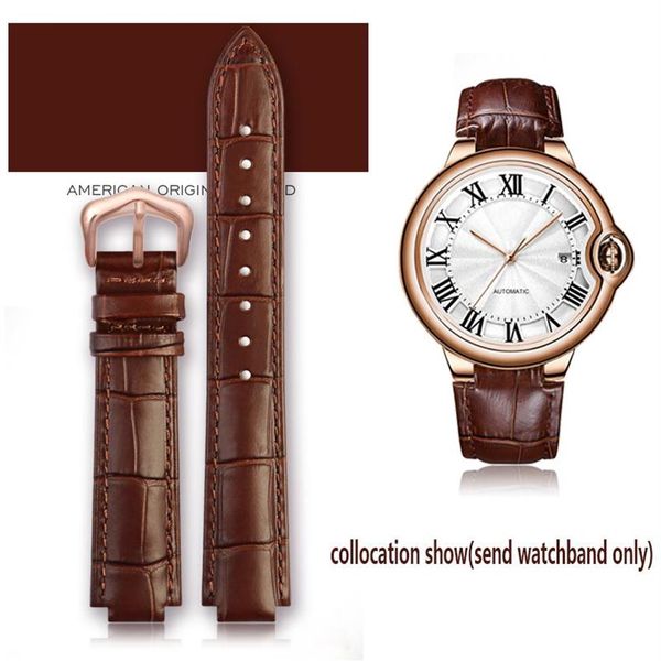 Uhrenbänder Echtes Lederarmband für Handgelenkband Männer Weiblich Konvexband 14 8mm 18 11mm 20 12mm Modearmband291i