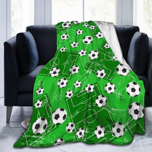 Cobertores Flanela Blanket Football Gate e Soccer Ball Light Fino Lavagem mecânica quente arremesso macio no sofá -cama Travel Patchwork
