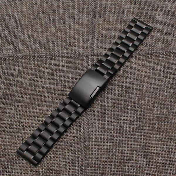 Uhrenarmbänder Armband Schwarz 18mm 20mm 22mm 24mm Edelstahl Metallarmband Armband Einseitiger Knopf Gerades Ende Handgelenkband auf Sa303C