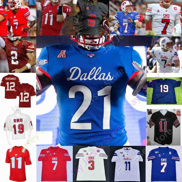 SMU Mustangs Fußballtrikot NCAA Tanner Mordecai Tre Siggers Rashee Rice Jimmy Phillips Jr. Kerley Wheaton McDaniel Daniel