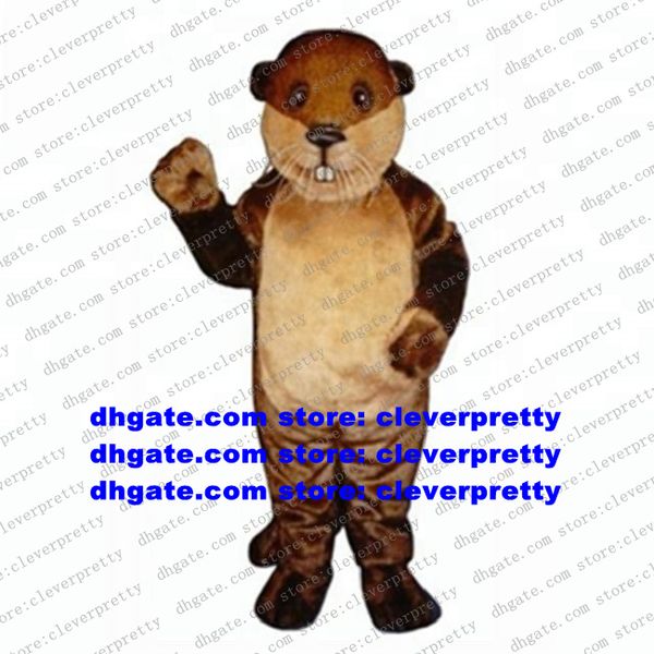 Traje de mascote de peles marrom lutra Lutra Beaver Nutria Coypu Groundhog Bobac Tarabagane Head Adult Big Image Embaixador ZX2725