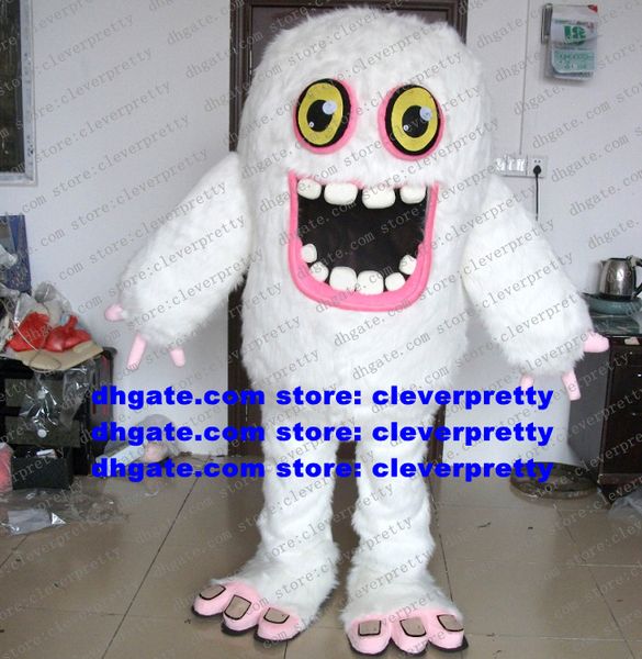 Brancos mascote de pele longa fantasia de neve monstro neve besta wendigo yeti ceman gelo homem boneco de neve para adultos de neve para passeio de rua zx2388