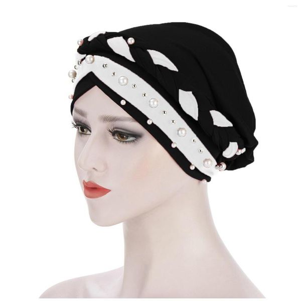 Ball Caps Donne Musulmane Unghie Latte Due colori Treccia Baotou Cappello Turbante Perline Berretto da baseball in seta V Allenamento da donna