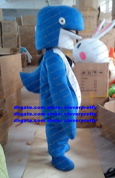 Mascote de baleia azul mascote cetáceo fantasia adulto desenho animado de caráter de traje de traje de artista de artista de rotina Briefamento de imprensa zx2906