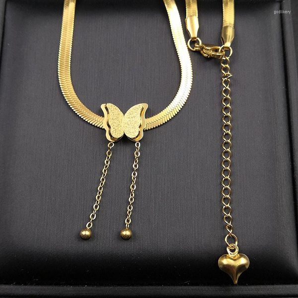 Anhänger Halsketten 5 teile/los Edelstahl 18 Karat Gold Schmetterling Quaste Ball Charms Halskette Klinge Kette Für Frauen Schmuck Geschenke Großhandel