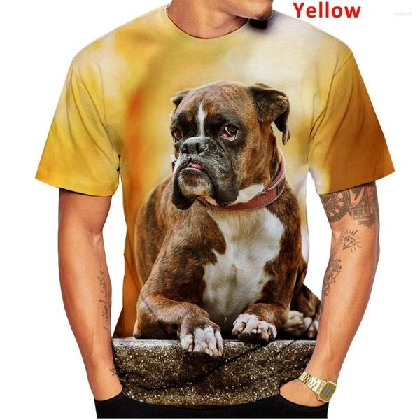 Camisetas masculinas moda 3d animal fofo Homme boxer Dog Street Funny Pet-shirt Puppy Size S-4xl