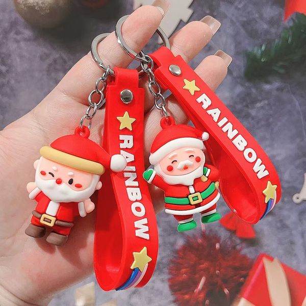 Chaves de Natal estereoscópicos de plástico macio Papai Noel Pingente de Christmas Key Ring Small Gifts Wholesale