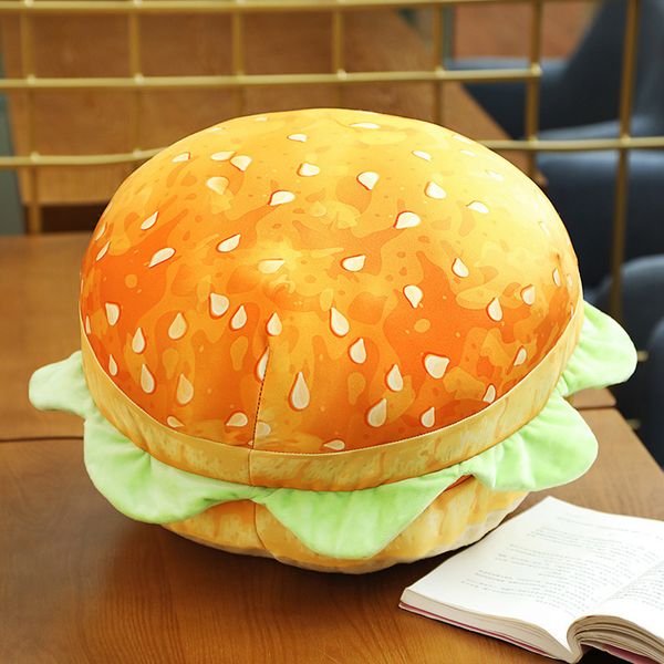 Bambole di peluche 3D Cuscino per hamburger Cuscino creativo Seggiolino per auto Schienale imbottito morbido Giocattolo Compleanno Divertente Snack simulato Forma di pane 221111