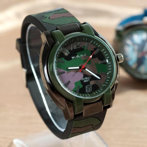 Armbanduhren Mann Uhr Mode Camouflage Militär Sport Uhren Womage Grün Silikon Quarz Wriswatches Reloj Hombre Relogio Masculino