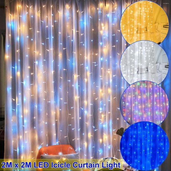 Saiten 2Mx2M 192LED Vorhang Eiszapfen Lichterketten USB Wasserdicht Party Hintergrund Hochzeit Fee Weihnachten Dekor Urlaub Beleuchtung