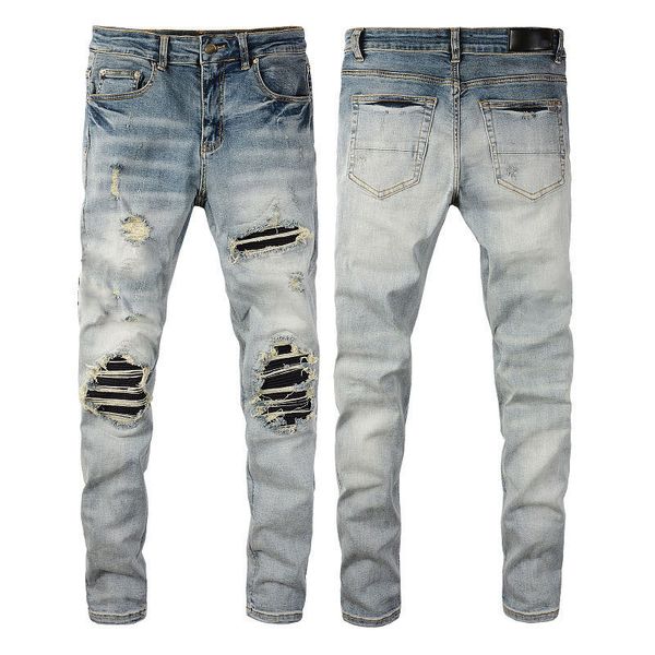 2022 Designer masculino Hip-hop Zipper Hole Wash Jean