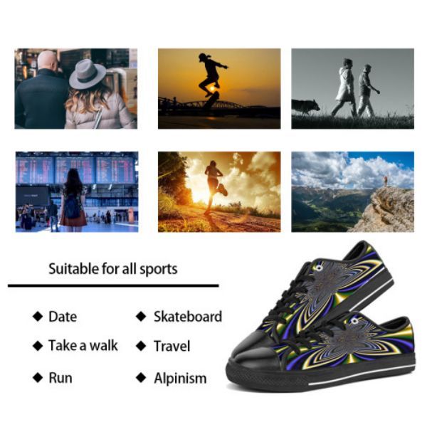 GAI Homens Sapatos Personalizados Tênis Pintados À Mão Lona Das Mulheres Moda Preto Ouro Baixo Corte Respirável Caminhada Jogging Mulheres Treinadores