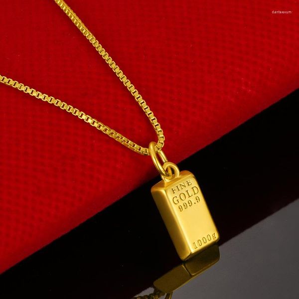 Anhänger Halsketten Trendy Kleine Gold Bar Halskette Reinem Messing Gefüllt Solide Für Frauen Punk Stil Schmuck