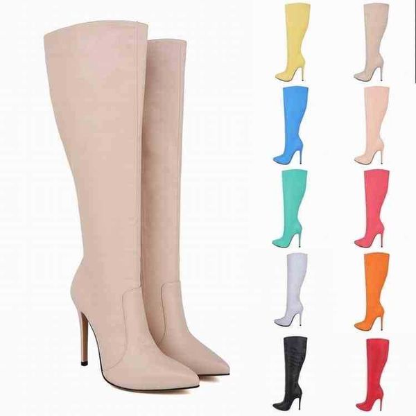 Mode Stiefel Lederschuhe Herbst Winter neue schlanke lange Röhre Oberschenkel High Heel mit hohen Absätzen Frauen 220914