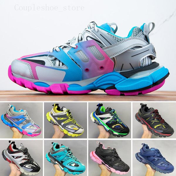 TopQuality Mens Women Casual Shoes Track 3.0 Sneakers Luxury Brand Designer Trainers Triple S Leather Platform Sneaker Ice Pink Blue White Orange Black Sneaker h1