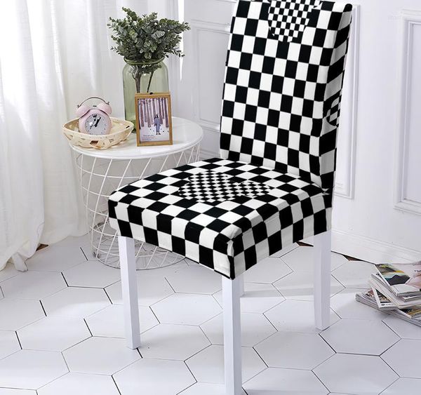 Fodere per sedie Fashion Reticolo geometrico a strisce Matrimonio Sgabello da pranzo Copertura per mobili Tavolo da pranzo e panca per sedie
