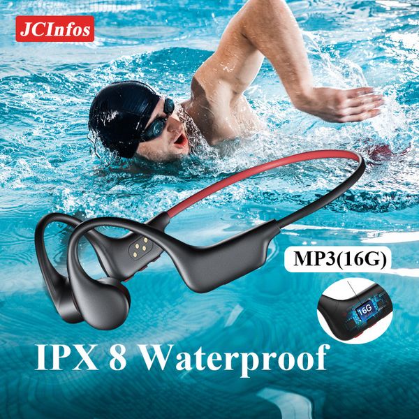 Auricolari per telefoni cellulari Cuffie per conduzione ossea Auricolare MP3 Wireless Bluetooth 5.3 Auricolare Nuoto Sport IPX8 Impermeabile con microfono Gancio per l'orecchio Hifi Stereo 221114