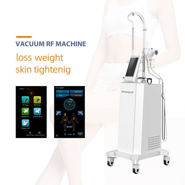 ROTAￇￃO DE 360 GRAUS RF EMS A v￡cuo de rolos de slimming Machine Redu￧￣o de gordura Massager de dedos dourados Radiofrequ￪ncia de radiografia para levantamento de pele facial