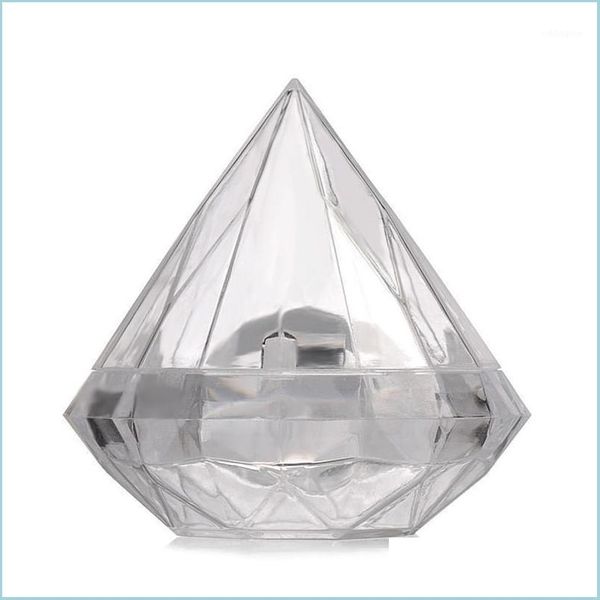 Confezione regalo Confezione regalo 48 Pz / lotto Plastica trasparente a forma di diamante Scatola di caramelle Trasparente Bomboniera Scatole Titolari Regali Givea Boda1 Drop D Dhrtg