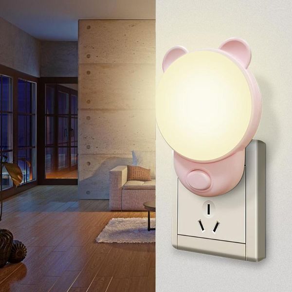 Gece Işıkları LED Plug-In Light Dimmer Bebek Hemşirelik Göz Uyku Yatak Odası Fiş Enerji Tasarruflu Sevimli Mini Lamba